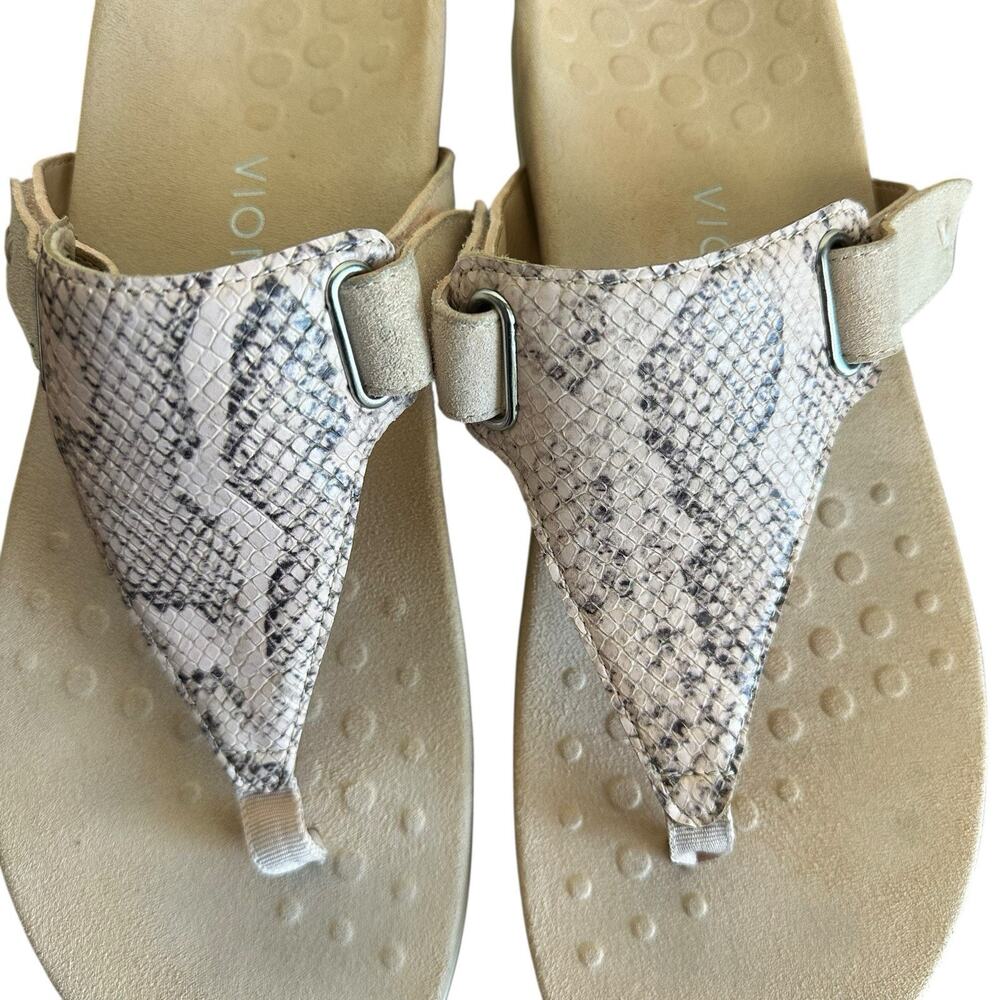 Vionic Women’s Wanda Slide Sandals Pale Blush Leather Snake Embossed Size 11